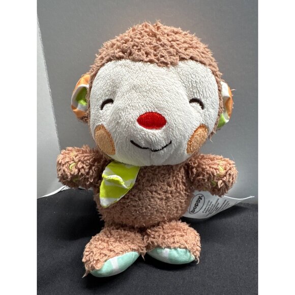 Boppy Plush Monkey Baby Toy 6" Soft Brown Tan Green Orange White Striped Accents - Picture 1 of 5